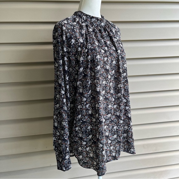 •LOFT• Floral Popover Tunic Length Blouse - Size Large - Picture 5 of 9